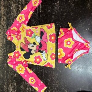 Junior Minnie Mouse Floral Long Sleeve Rash Guard Swimsuit Set 18 Months